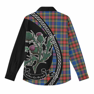 Bethune Family Crest Tartan Women Casual Shirt Alba Thistle Inspired