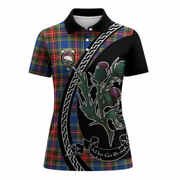 Bethune Family Crest Tartan Women Polo Shirt Alba Thistle Inspired