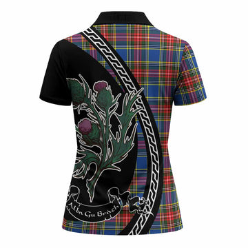 Bethune Family Crest Tartan Women Polo Shirt Alba Thistle Inspired