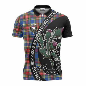 Bethune Family Crest Tartan Zipper Polo Shirt Alba Thistle Inspired
