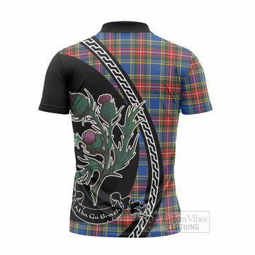 Bethune Family Crest Tartan Zipper Polo Shirt Alba Thistle Inspired