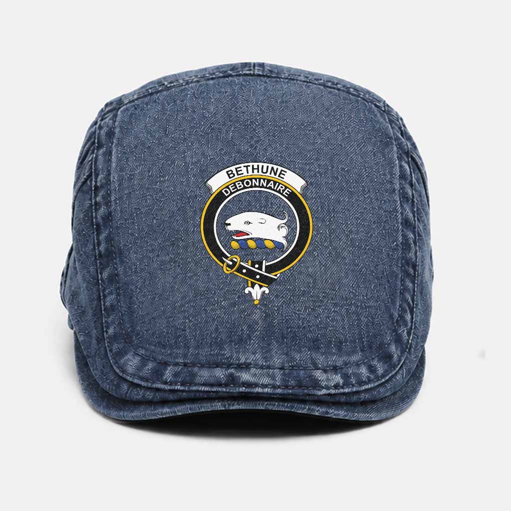 Bethune Scottish Clan Crest Washed Flat Cap - Unisex Jeff Cap