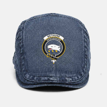 Bethune Scottish Clan Crest Washed Flat Cap - Unisex Jeff Cap