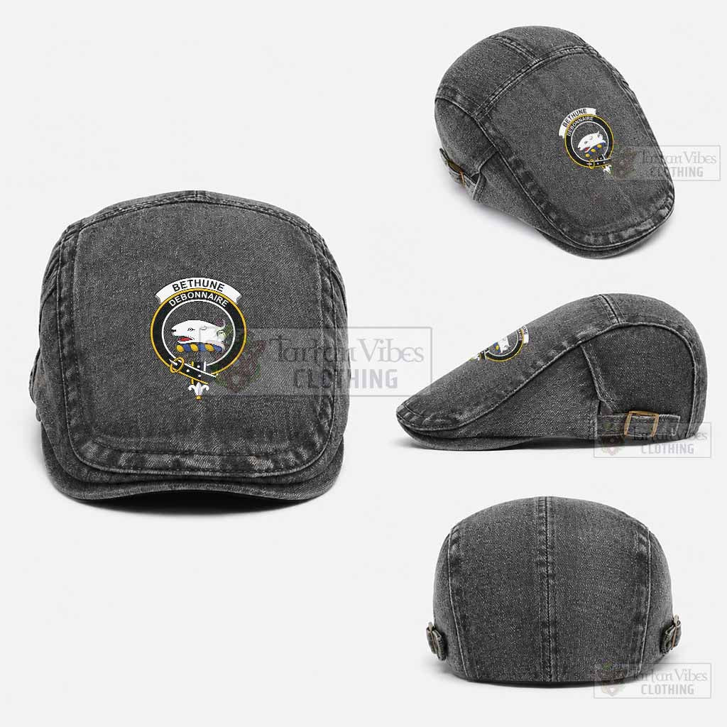 Bethune Scottish Clan Crest Washed Flat Cap - Unisex Jeff Cap