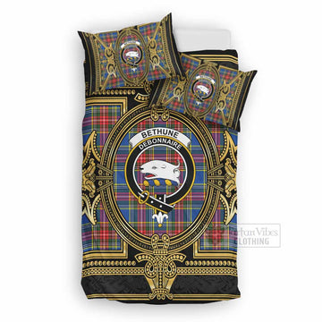 Bethune Scottish Tartan Crest Bedding Set Royal Stylized