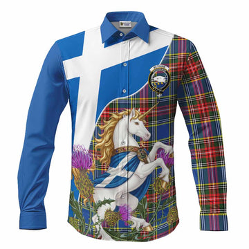 Bethune Scottish Tartan Crest Unicorn Heritage Long Sleeve Button Shirts Men's Shirt S - Tartan Vibes Clothing