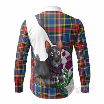 Bethune Scottish Terrier Tartan Crest Long Sleeve Button Shirts Thistle Heritage Art