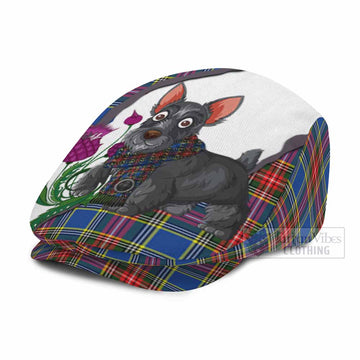 Bethune Scottish Terrier Tartan Flat Cap, Jeff Cap Thistle Heritage Art