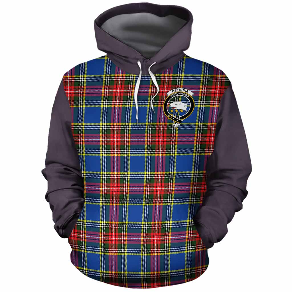 Bethune Tartan Accent Cotton Hoodie with Family Crest