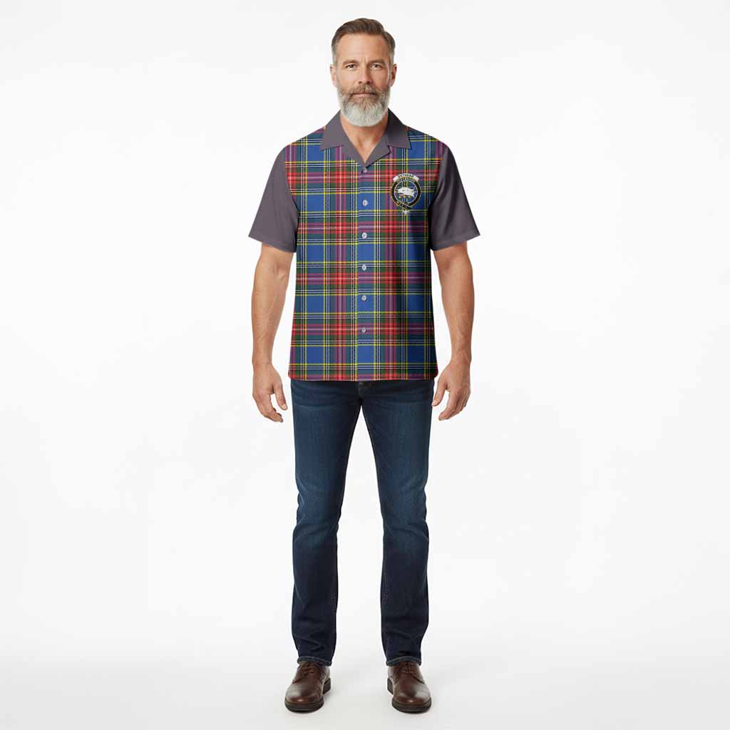 Bethune Tartan Accent Hawaiian Shirt with Family Crest
