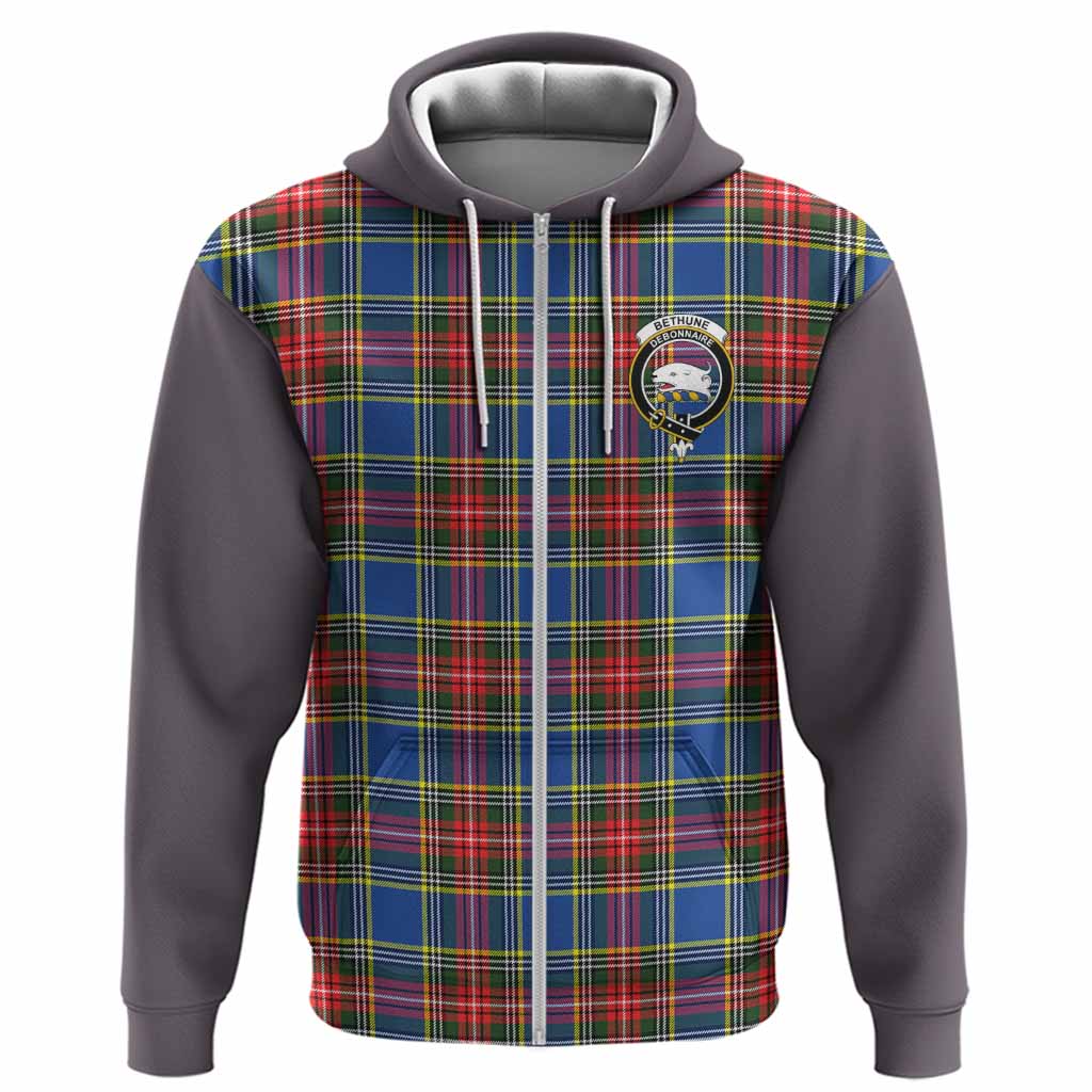 Bethune Tartan Accent Hoodie with Family Crest