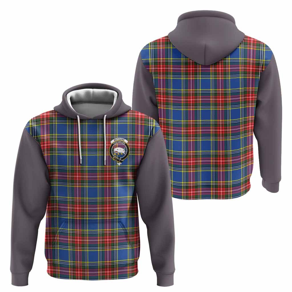 Bethune Tartan Accent Hoodie with Family Crest