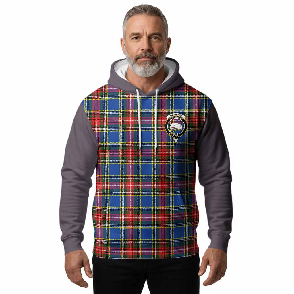 Bethune Tartan Accent Hoodie with Family Crest