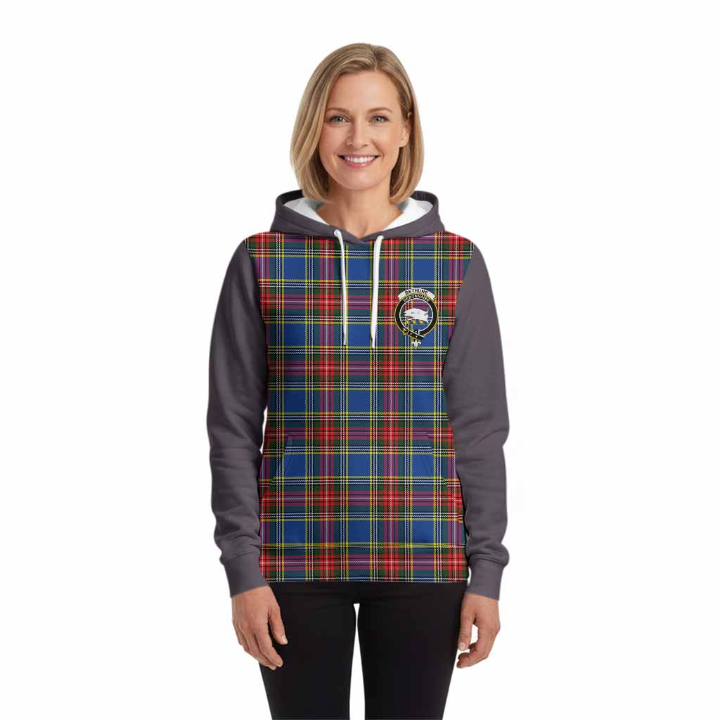 Bethune Tartan Accent Hoodie with Family Crest