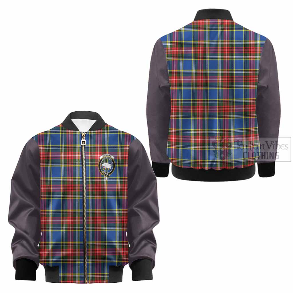 Bethune Tartan Accent Kid Bomber Jacket with Family Crest