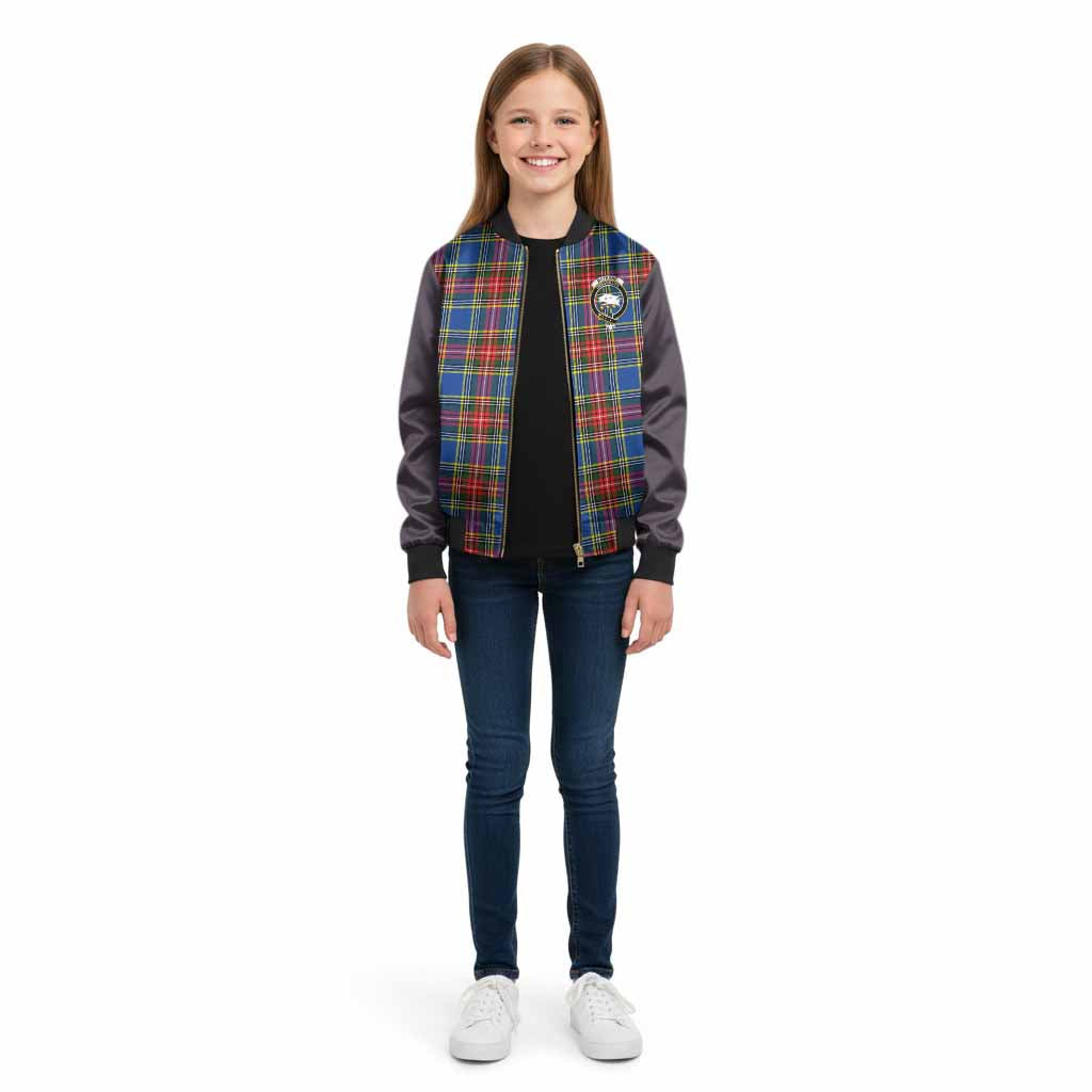 Bethune Tartan Accent Kid Bomber Jacket with Family Crest