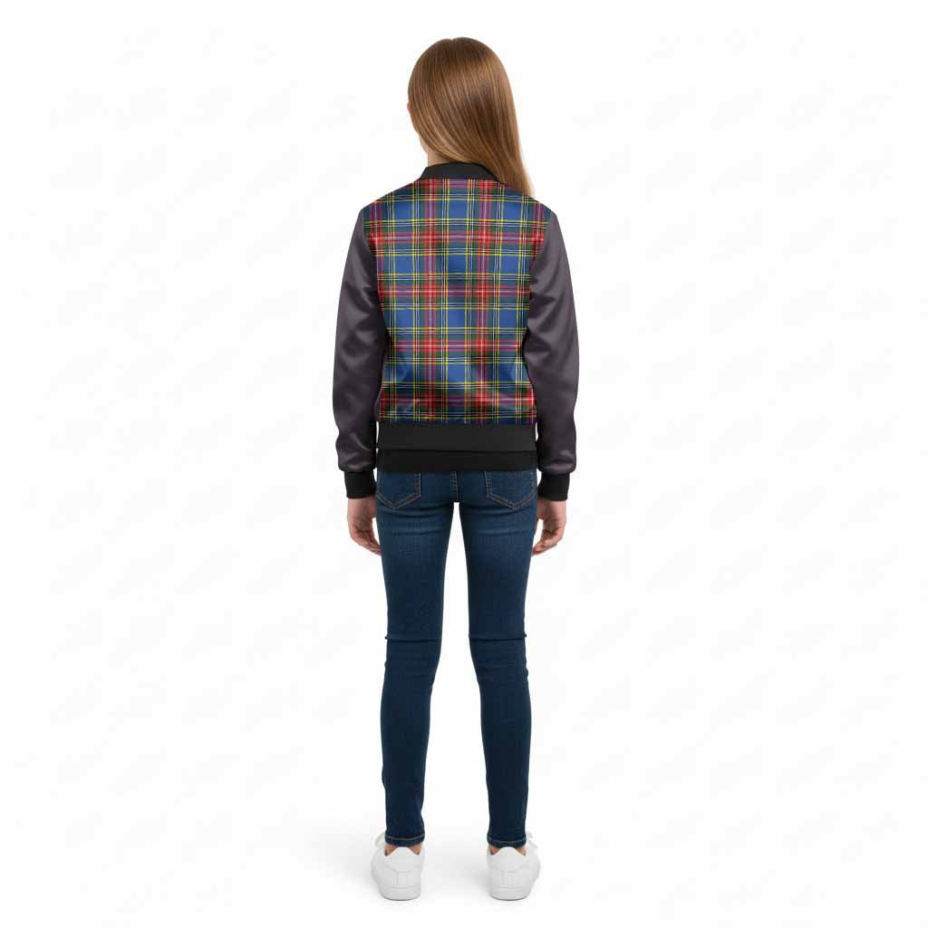 Bethune Tartan Accent Kid Bomber Jacket with Family Crest