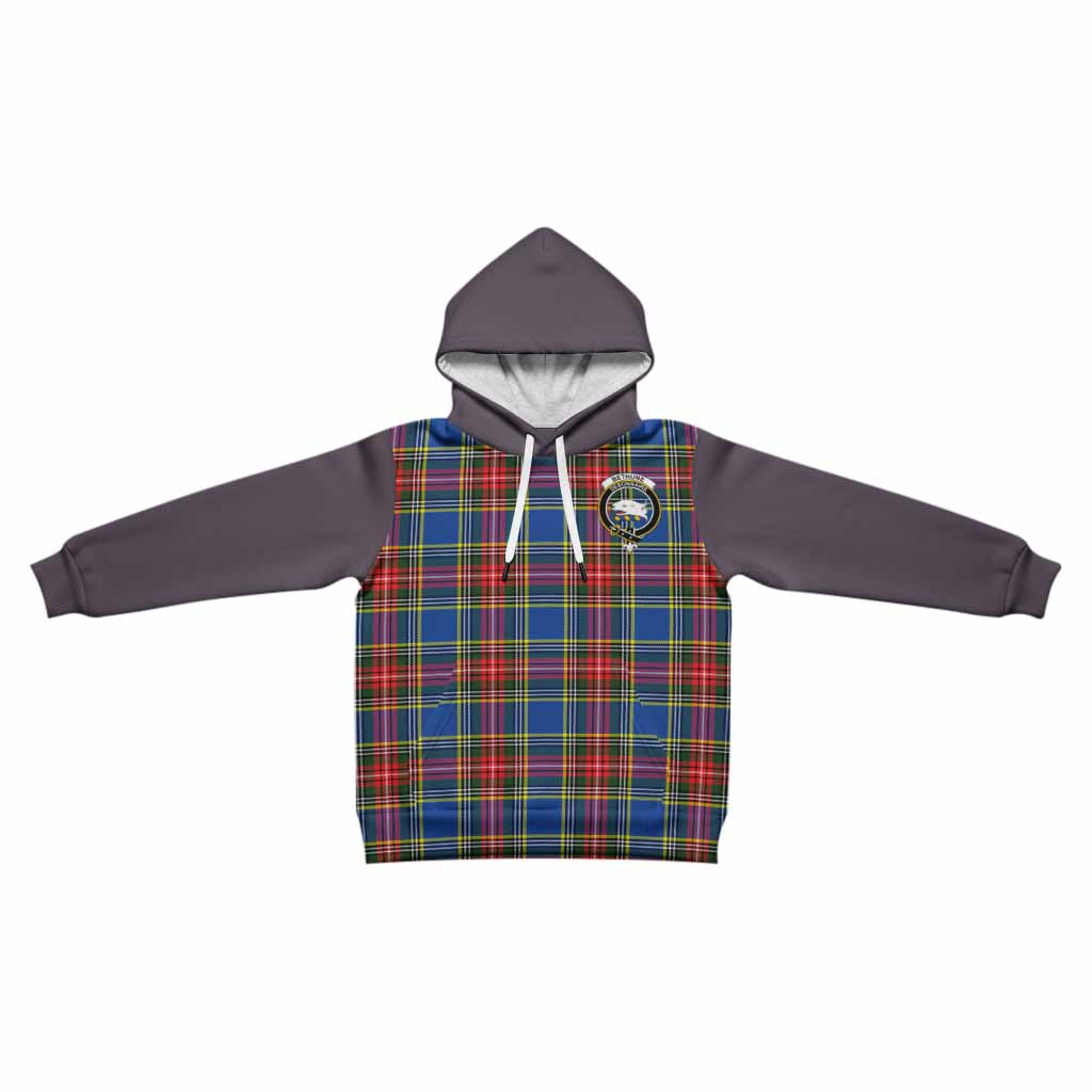 Bethune Tartan Accent Kid Hoodie with Family Crest