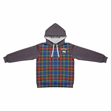 Bethune Tartan Accent Kid Hoodie with Family Crest