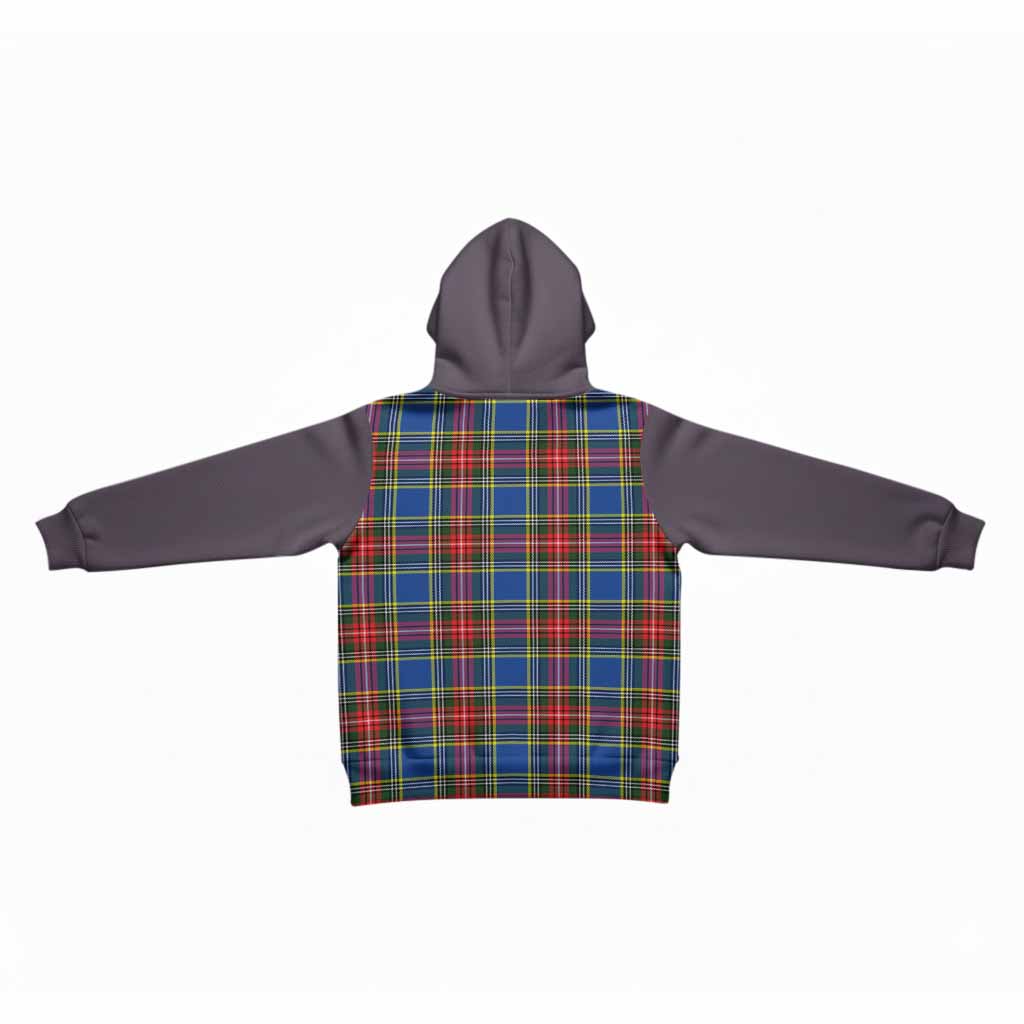 Bethune Tartan Accent Kid Hoodie with Family Crest