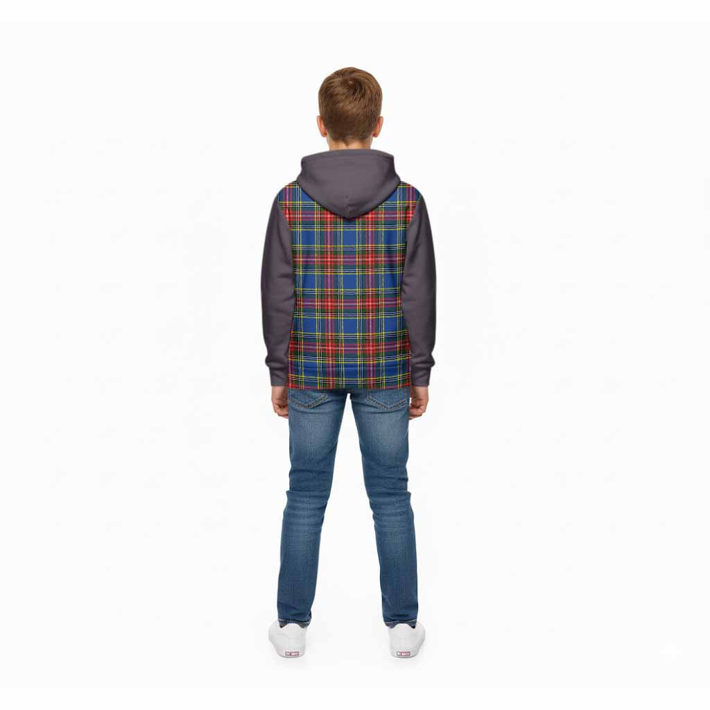 Bethune Tartan Accent Kid Hoodie with Family Crest