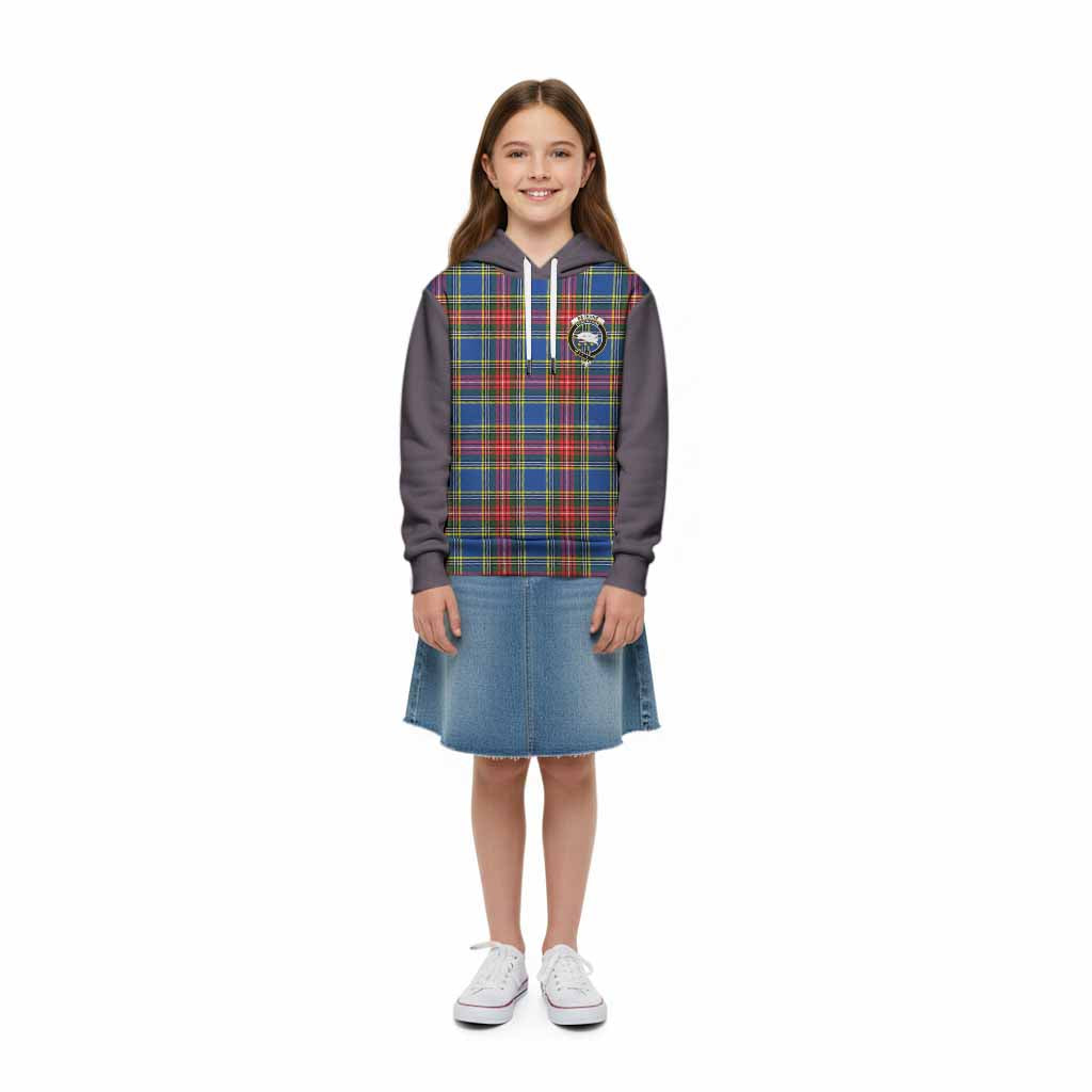 Bethune Tartan Accent Kid Hoodie with Family Crest