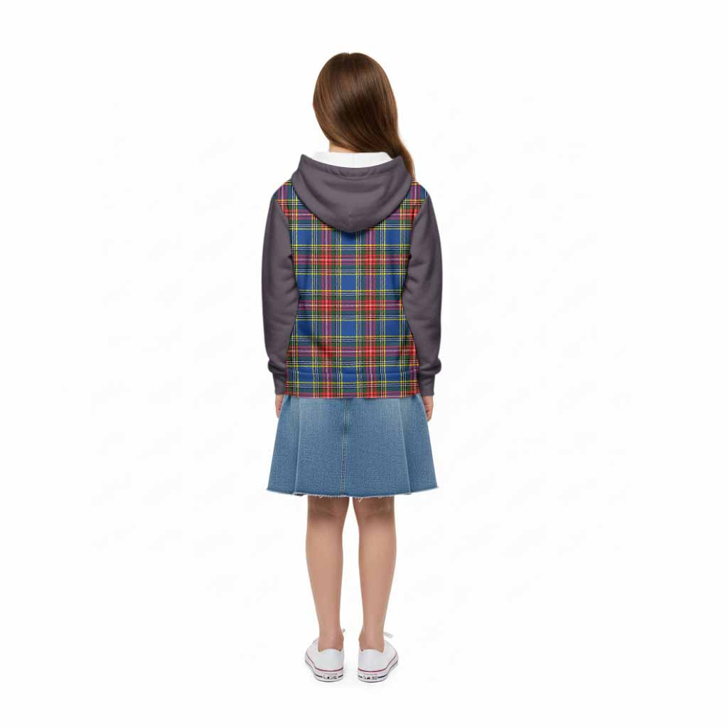 Bethune Tartan Accent Kid Hoodie with Family Crest