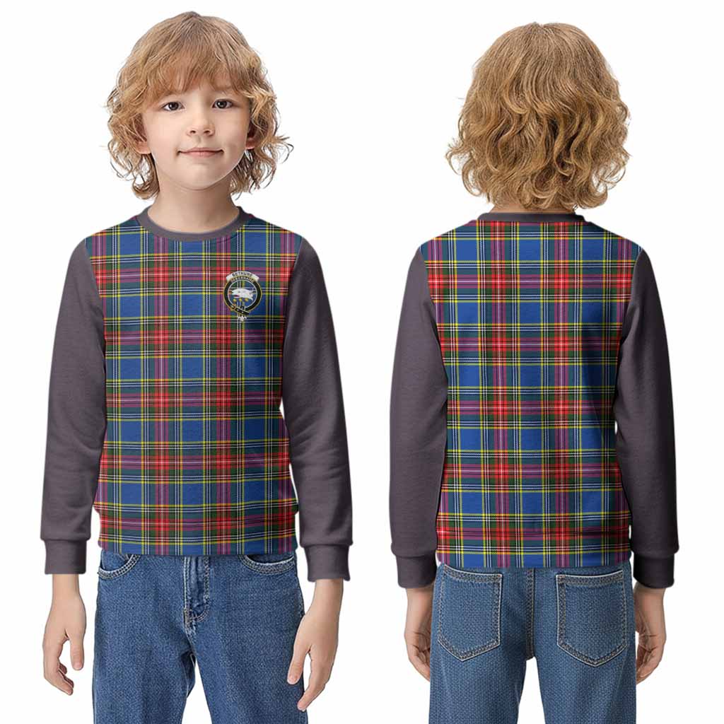 Bethune Tartan Accent Kid Knitted Sweatshirt with Family Crest