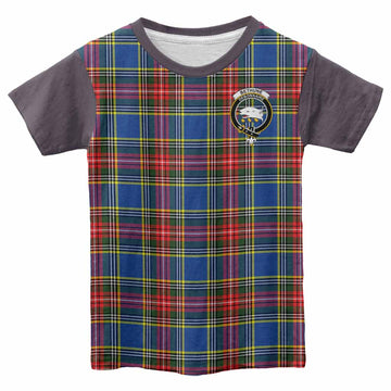 Bethune Tartan Accent Kid T-shirt with Family Crest