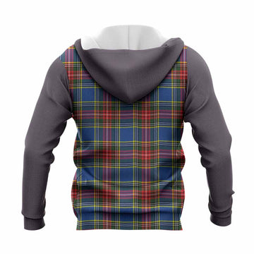 Bethune Tartan Accent Knitted Hoodie with Family Crest