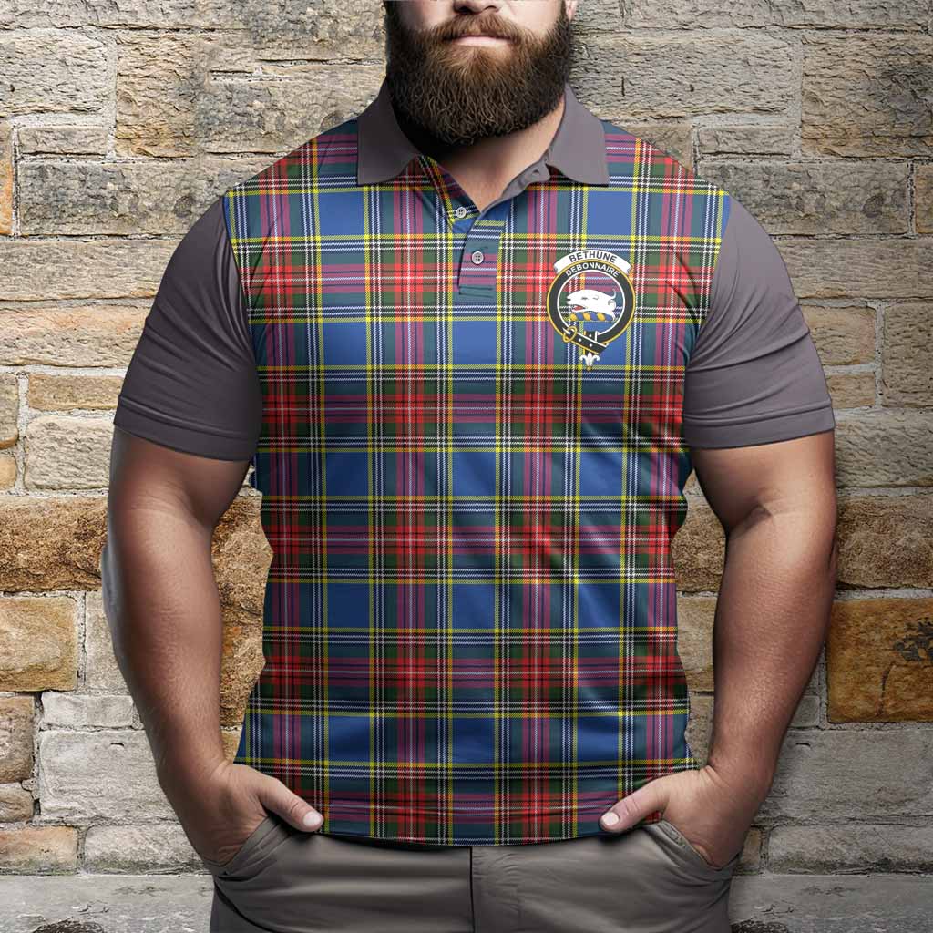 Bethune Tartan Accent Polo Shirt with Family Crest
