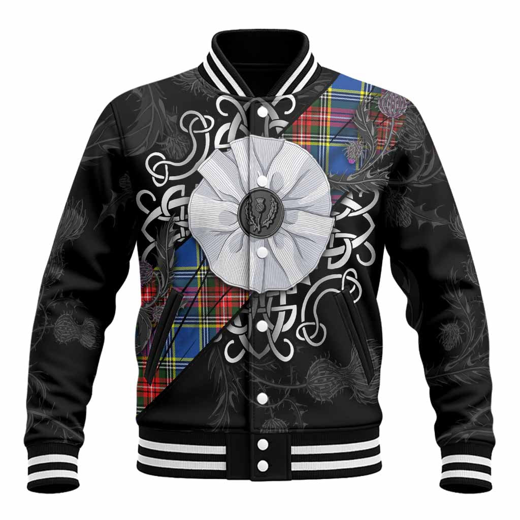 Bethune Tartan Baseball Jacket Jacobite White Rose Unisex - Tartan Vibes Clothing