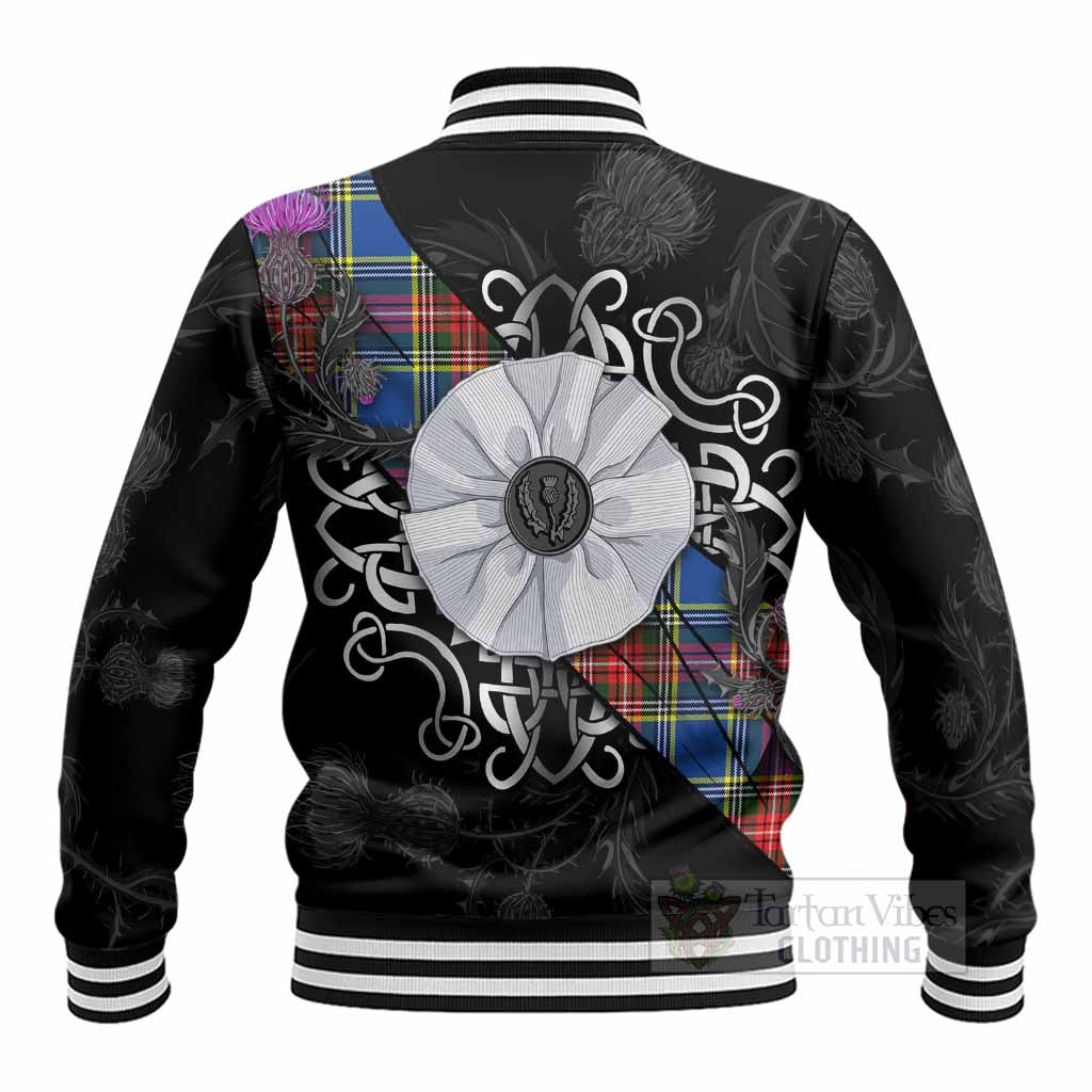 Bethune Tartan Baseball Jacket Jacobite White Rose - Tartan Vibes Clothing
