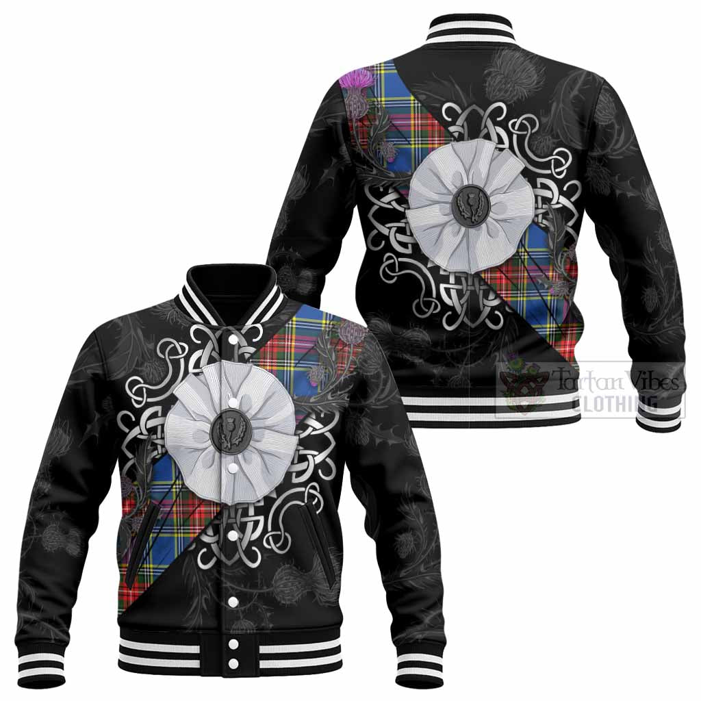 Bethune Tartan Baseball Jacket Jacobite White Rose - Tartan Vibes Clothing