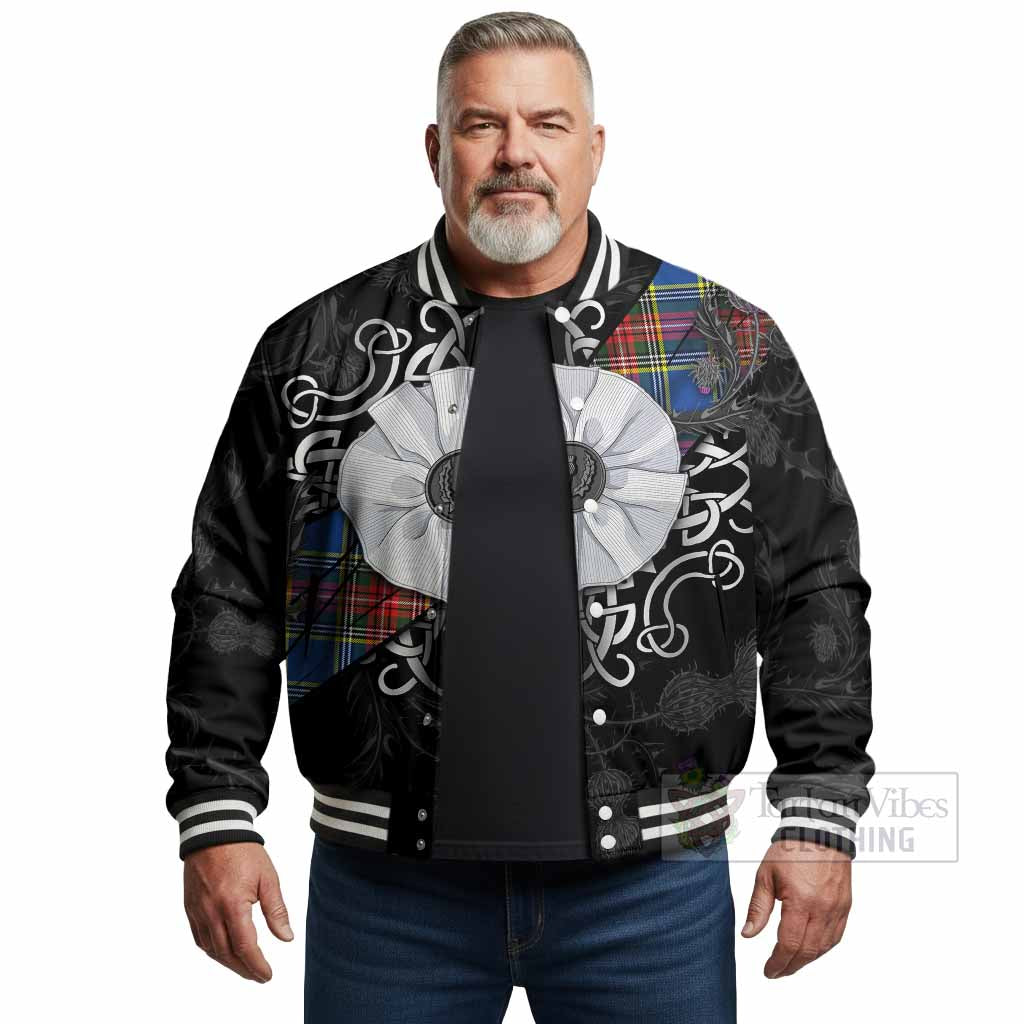 Bethune Tartan Baseball Jacket Jacobite White Rose - Tartan Vibes Clothing