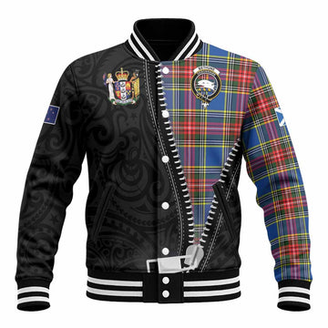 Bethune Tartan Baseball Jacket New Zealand Pattern Unique Zipper Stylized