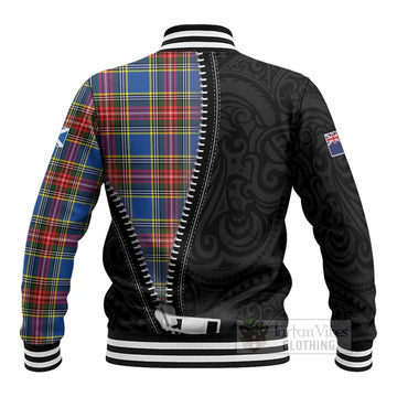 Bethune Tartan Baseball Jacket New Zealand Pattern Unique Zipper Stylized