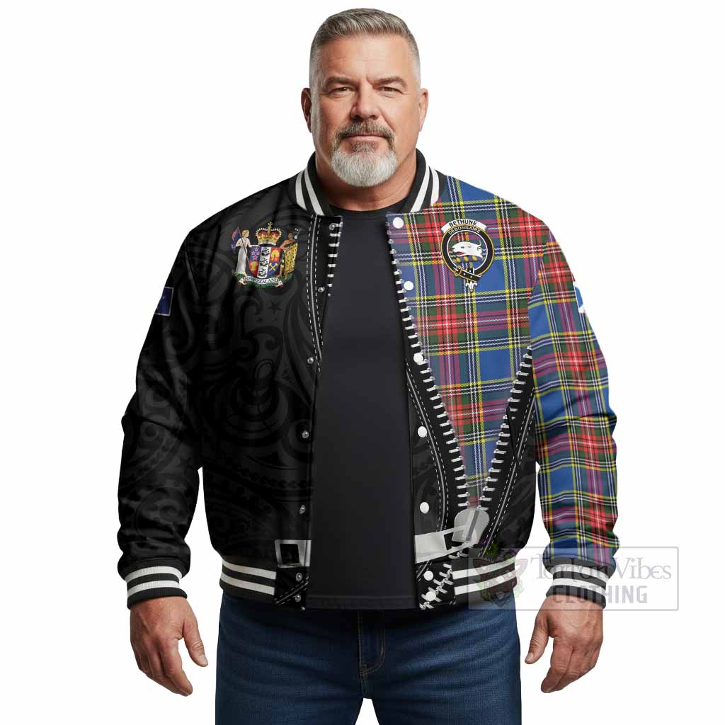 Bethune Tartan Baseball Jacket New Zealand Pattern Unique Zipper Stylized