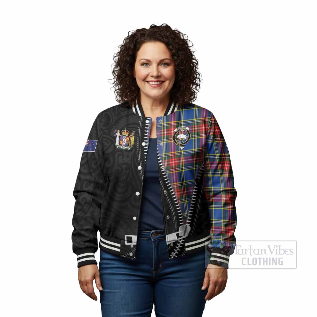 Bethune Tartan Baseball Jacket New Zealand Pattern Unique Zipper Stylized