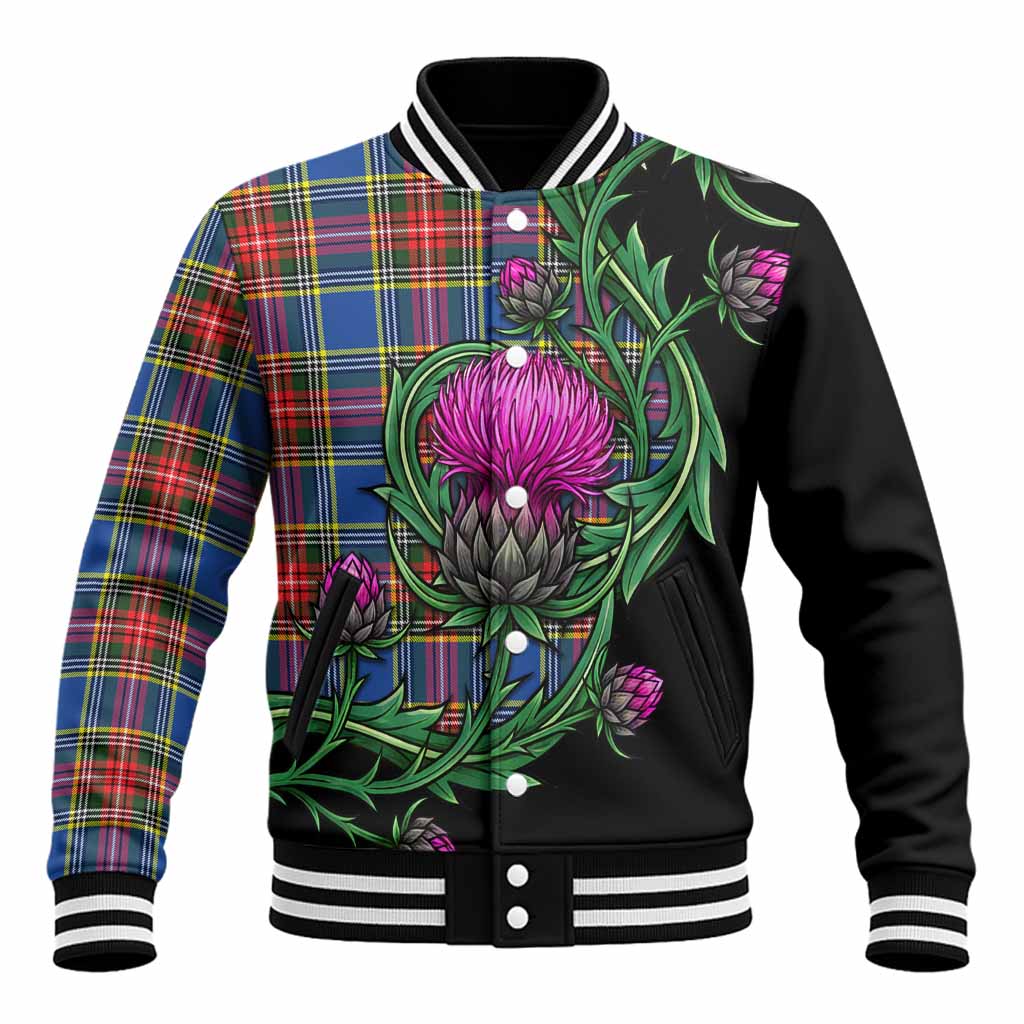 Bethune Tartan Baseball Jacket Resilient Scottish Thistle Unisex - Tartan Vibes Clothing