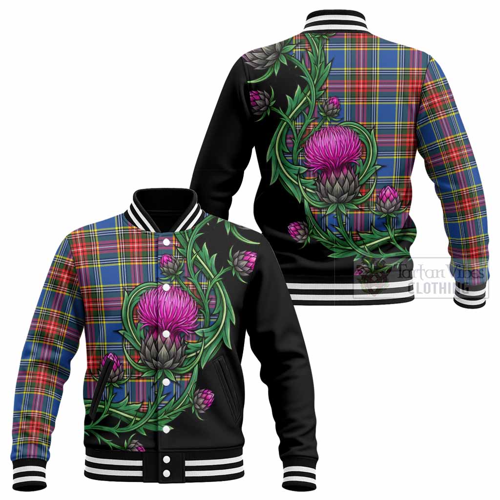 Bethune Tartan Baseball Jacket Resilient Scottish Thistle - Tartan Vibes Clothing