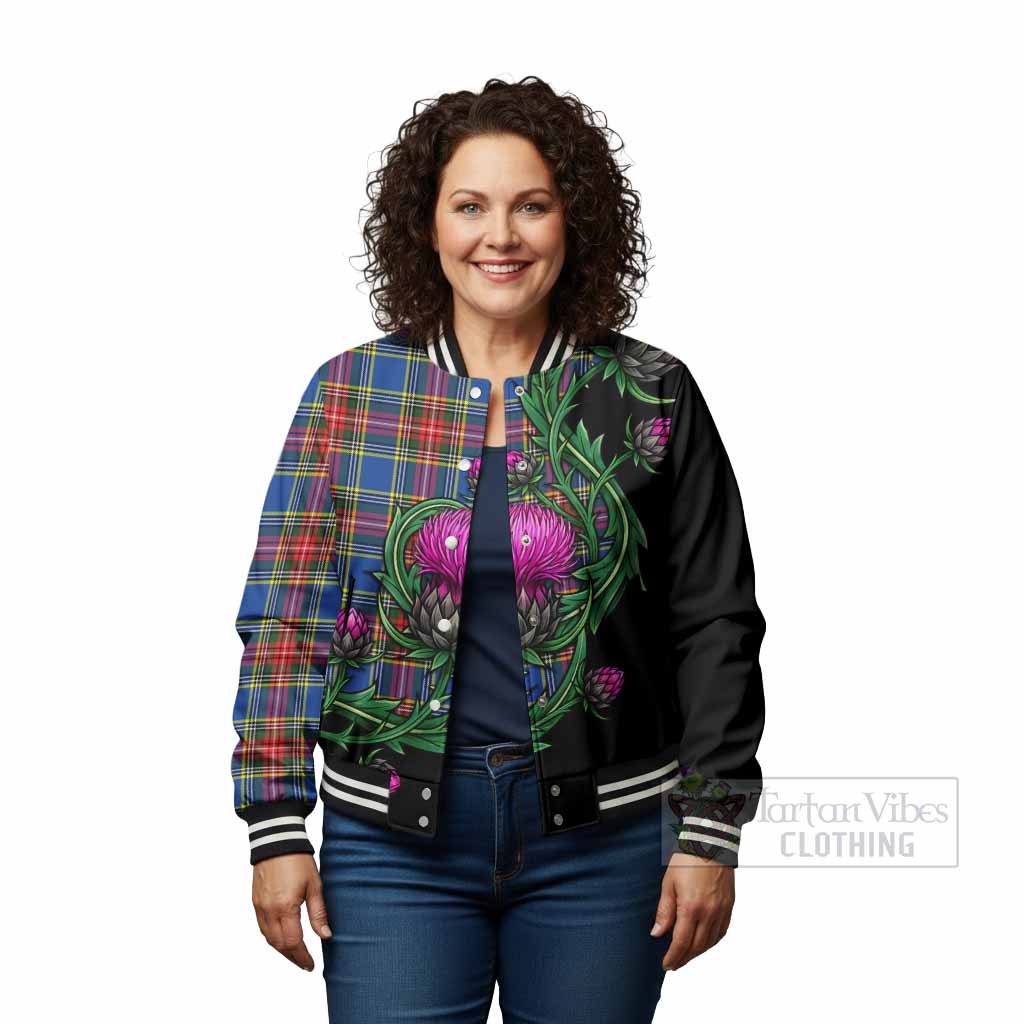 Bethune Tartan Baseball Jacket Resilient Scottish Thistle - Tartan Vibes Clothing