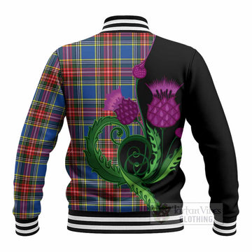 Bethune Tartan Baseball Jacket Traditional Scottish Thistle