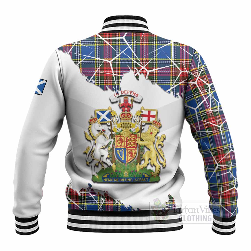 Bethune Tartan Baseball Jacket with Family Crest and Lion Rampant Grunge Style