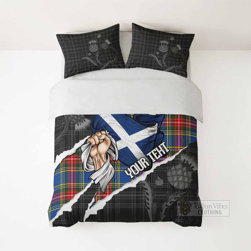 Bethune Tartan Bedding Set Hands with Scotland National Flags - Tartan Vibes Clothing