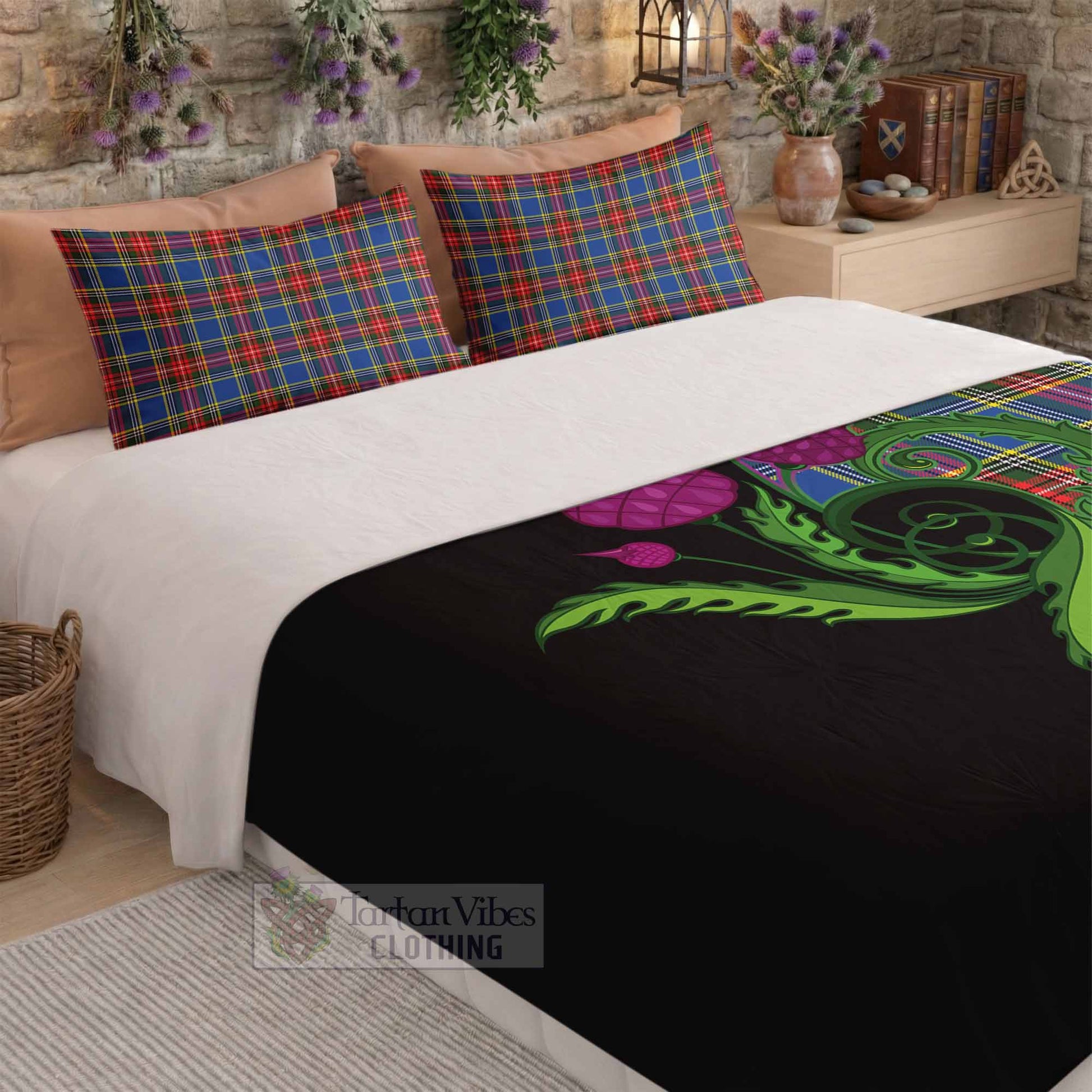 Bethune Tartan Bedding Set Traditional Scottish Thistle - Tartan Vibes Clothing