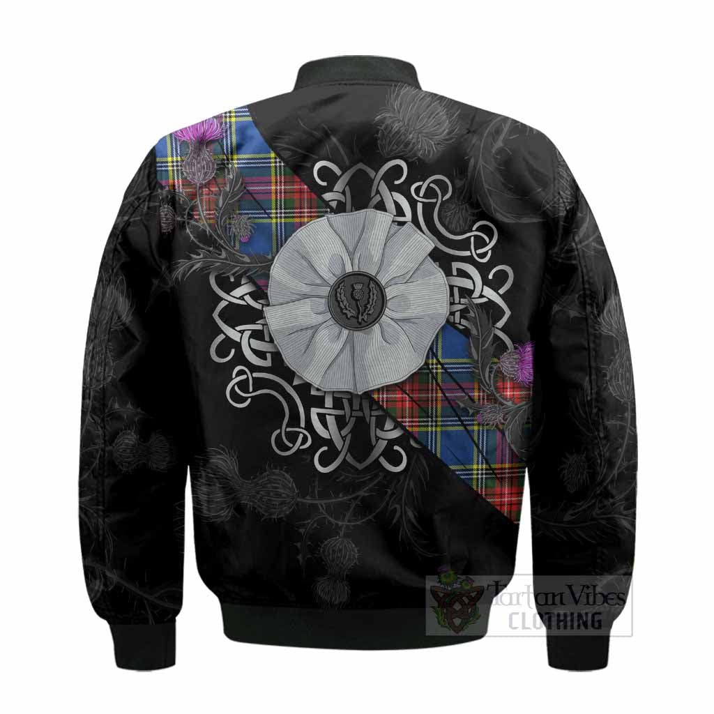 Bethune Tartan Bomber Jacket Jacobite White Rose - Tartan Vibes Clothing