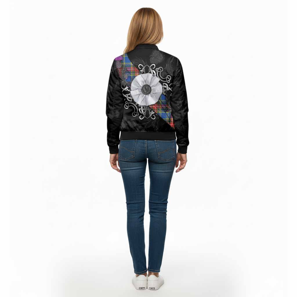 Bethune Tartan Bomber Jacket Jacobite White Rose - Tartan Vibes Clothing