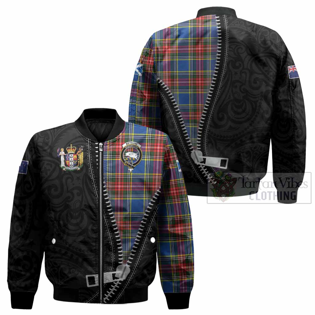 Bethune Tartan Bomber Jacket New Zealand Pattern Unique Zipper Stylized