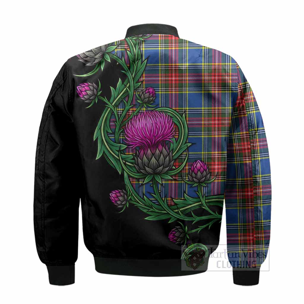 Bethune Tartan Bomber Jacket Resilient Scottish Thistle - Tartan Vibes Clothing